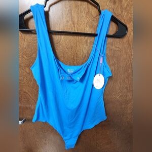 Vibrant Stretchy Blue Women's Bodysuit